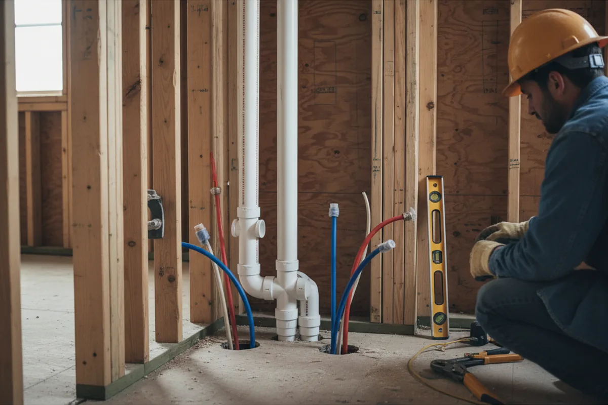 Drain and supply rough-in during Drain Cleaning in Layland